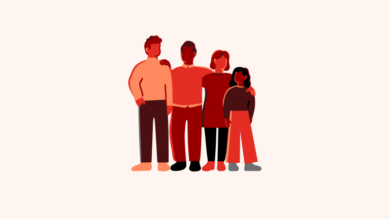 Illustrasjon av ein familie